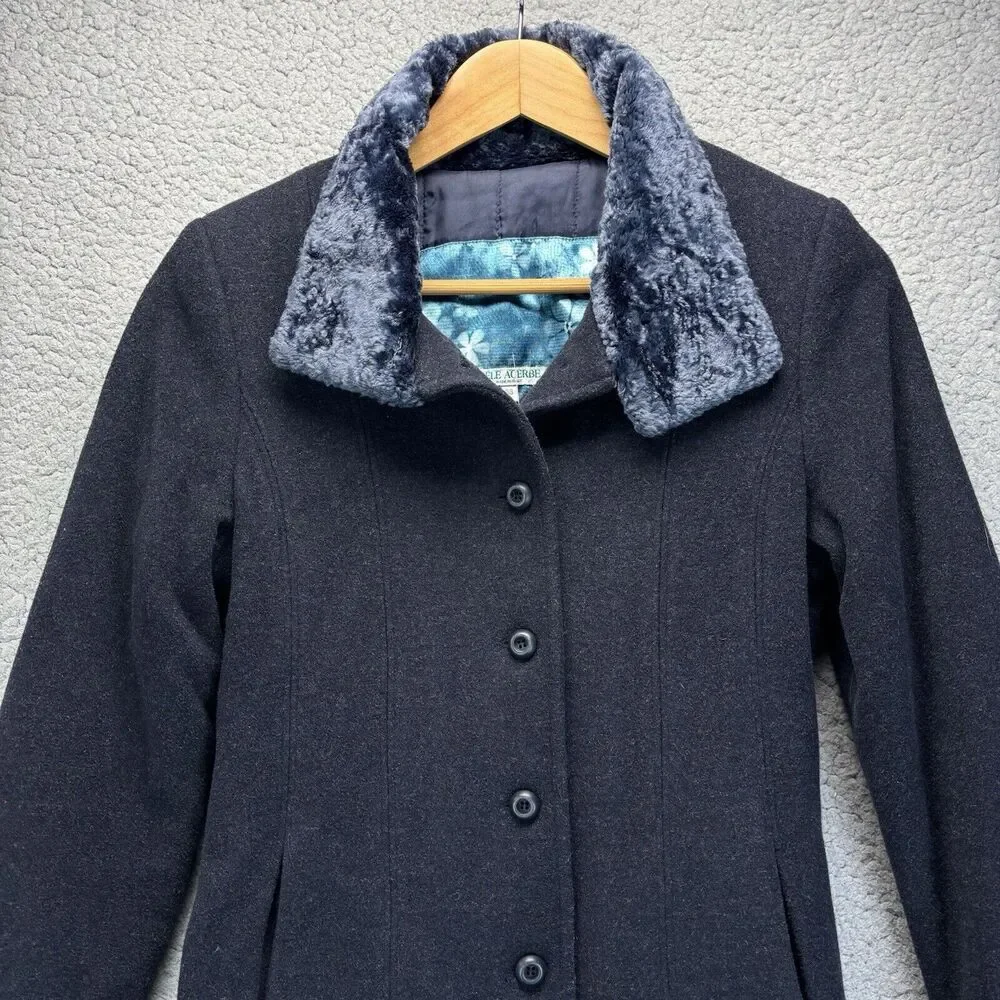 Victorian Edwardian Wool Jacket Driving Coat Fur Collar Sleeve Italy Sz 38 8 VTG